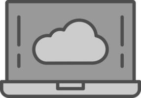 nube línea lleno escala de grises icono diseño vector