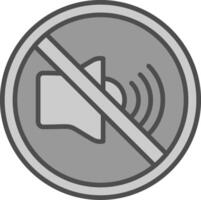 No sonido línea lleno escala de grises icono diseño vector