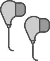 Earphones Line Filled Greyscale Icon Design vector