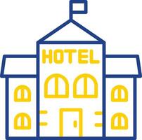 hotel línea dos color icono diseño vector