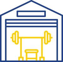 gimnasio línea dos color icono diseño vector