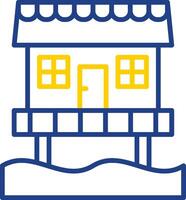 Beach Hut Line Two Colour Icon Design vector