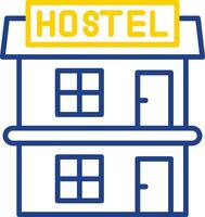 Hostal línea dos color icono diseño vector