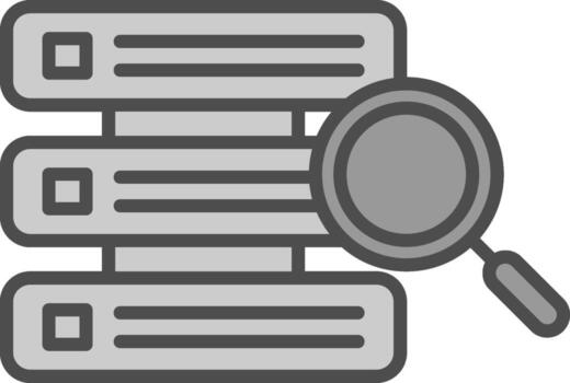 base de datos línea lleno escala de grises icono diseño vector