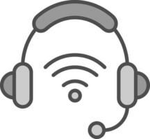 auriculares línea lleno escala de grises icono diseño vector