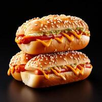 two hot dog buns isolated on white background photo