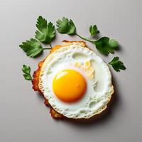 two fried eggs for healthy breakfast white background photo