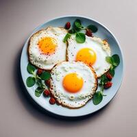 dos frito huevos para sano desayuno blanco antecedentes foto