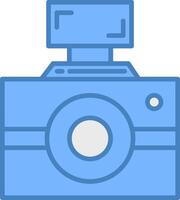 fotografía línea lleno azul icono vector