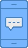 Live Chat Line Filled Blue Icon vector