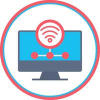 Wifi Server Flat Circle Icon vector