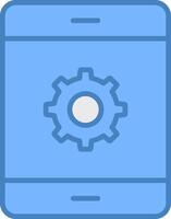 Mobile Phone Line Filled Blue Icon vector