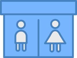 Public Toilet Line Filled Blue Icon vector