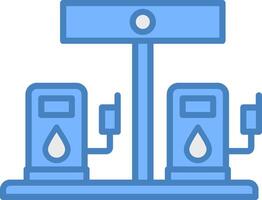 Petrol Station Line Filled Blue Icon vector