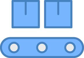 Conveyor Belt Line Filled Blue Icon vector