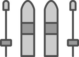 esquiar línea lleno escala de grises icono diseño vector