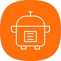 Slow Cooker Line Curve Icon Design vector