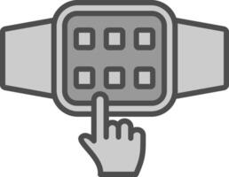 pantalla táctil línea lleno escala de grises icono diseño vector