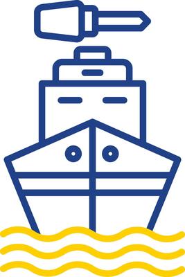 Boat Line Two Colour Icon Design
