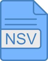 NS V archivo formato línea lleno azul icono vector