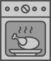 horno línea lleno escala de grises icono diseño vector