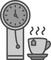 reloj línea lleno escala de grises icono diseño vector