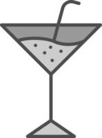 Martini Line Filled Greyscale Icon Design vector