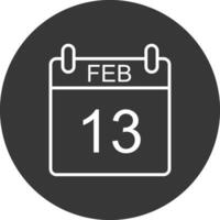 February Line Inverted Icon Design vector