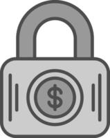 Padlock Line Filled Greyscale Icon Design vector