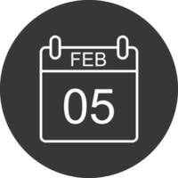 February Line Inverted Icon Design vector