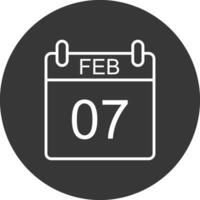 febrero línea invertido icono diseño vector