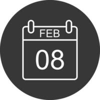 febrero línea invertido icono diseño vector