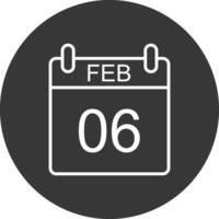 February Line Inverted Icon Design vector