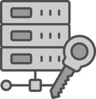 servidor línea lleno escala de grises icono diseño vector