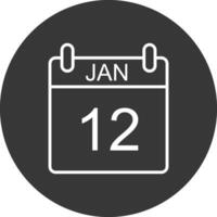 January Line Inverted Icon Design vector