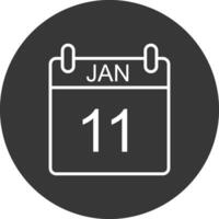 January Line Inverted Icon Design vector