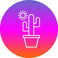 cactus línea degradado circulo icono vector