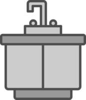 cocina lavabo línea lleno escala de grises icono diseño vector