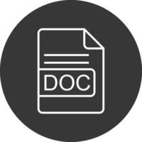 Doc archivo formato línea invertido icono diseño vector