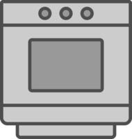 horno línea lleno escala de grises icono diseño vector