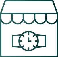 reloj tienda línea degradado icono vector