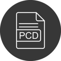 pcd archivo formato línea invertido icono diseño vector