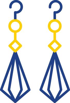 Earrings Line Two Colour Icon Design