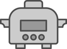 lento Horno línea lleno escala de grises icono diseño vector