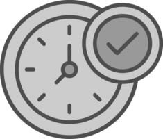 reloj línea lleno escala de grises icono diseño vector