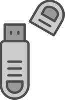 USB línea lleno escala de grises icono diseño vector