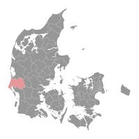 vardé municipio mapa, administrativo división de Dinamarca. ilustración. vector
