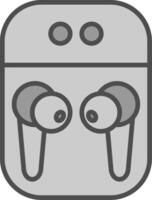 Earbuds Line Filled Greyscale Icon Design vector