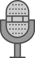 micrófono línea lleno escala de grises icono diseño vector