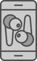 Smart Phone Line Filled Greyscale Icon Design vector